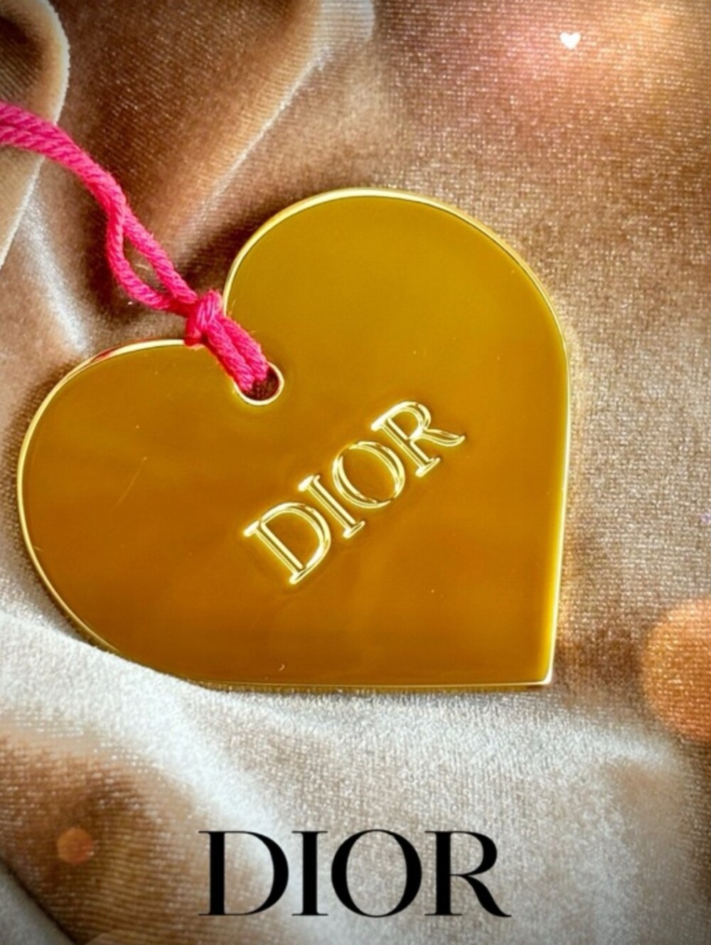 GWP Dior Gold Heart Charm with Red Cord